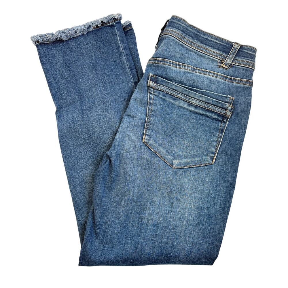 Democracy Ab Solution Cropped Jeans Raw Hem Stretch Denim Size 8